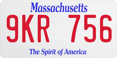 MA license plate 9KR756