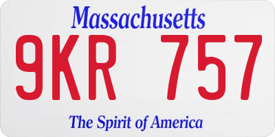 MA license plate 9KR757