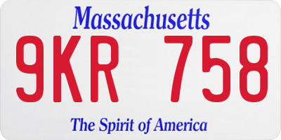 MA license plate 9KR758