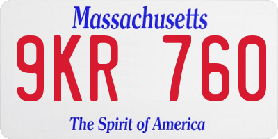 MA license plate 9KR760
