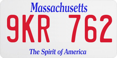 MA license plate 9KR762