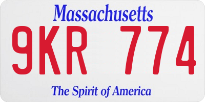 MA license plate 9KR774