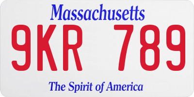MA license plate 9KR789