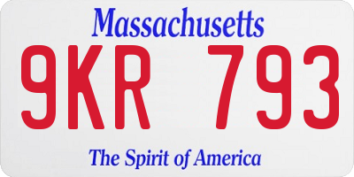 MA license plate 9KR793