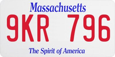 MA license plate 9KR796