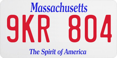 MA license plate 9KR804