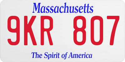 MA license plate 9KR807