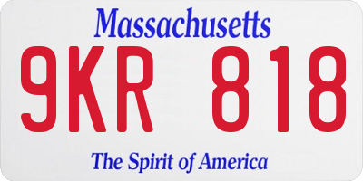 MA license plate 9KR818