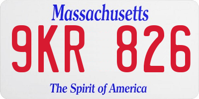 MA license plate 9KR826