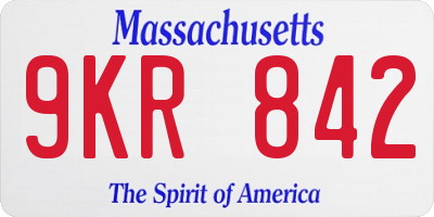 MA license plate 9KR842