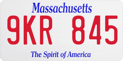 MA license plate 9KR845