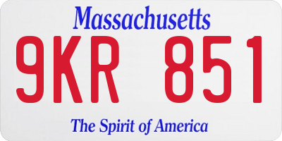 MA license plate 9KR851