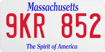 MA license plate 9KR852