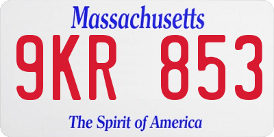 MA license plate 9KR853