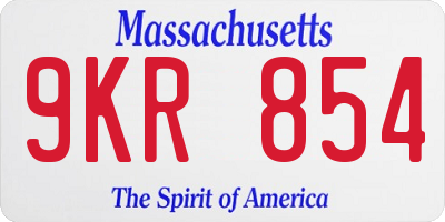 MA license plate 9KR854