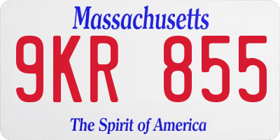 MA license plate 9KR855
