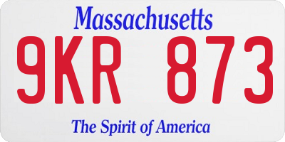 MA license plate 9KR873