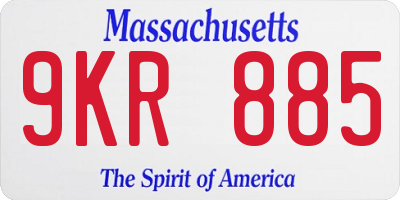 MA license plate 9KR885