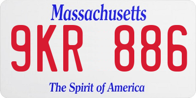 MA license plate 9KR886