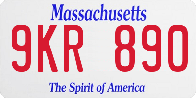 MA license plate 9KR890