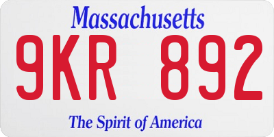 MA license plate 9KR892