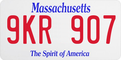 MA license plate 9KR907