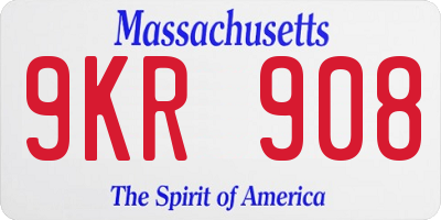 MA license plate 9KR908