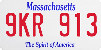 MA license plate 9KR913