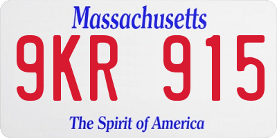 MA license plate 9KR915
