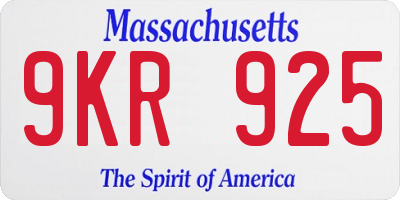 MA license plate 9KR925