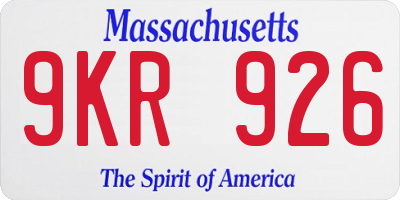 MA license plate 9KR926