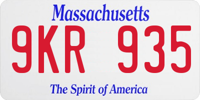 MA license plate 9KR935