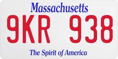 MA license plate 9KR938