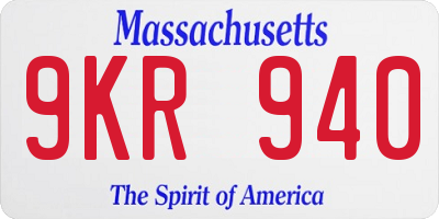 MA license plate 9KR940