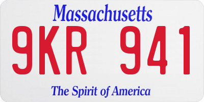 MA license plate 9KR941