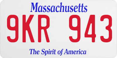 MA license plate 9KR943