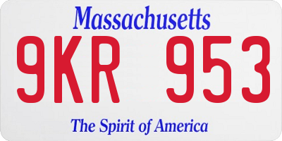 MA license plate 9KR953
