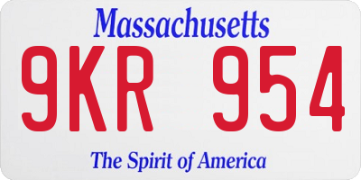 MA license plate 9KR954