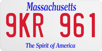 MA license plate 9KR961