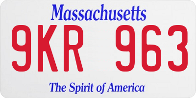 MA license plate 9KR963