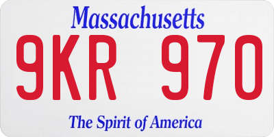 MA license plate 9KR970