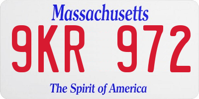 MA license plate 9KR972