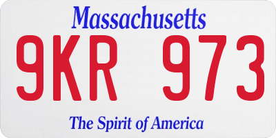 MA license plate 9KR973