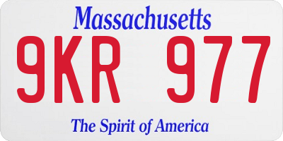 MA license plate 9KR977