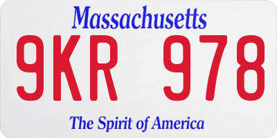 MA license plate 9KR978