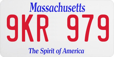 MA license plate 9KR979