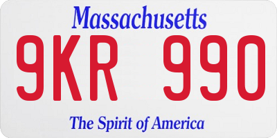 MA license plate 9KR990