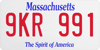 MA license plate 9KR991