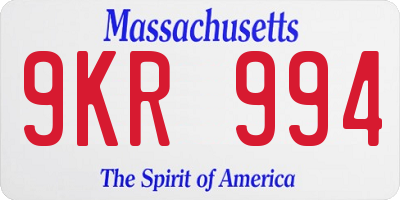 MA license plate 9KR994