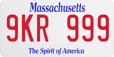 MA license plate 9KR999